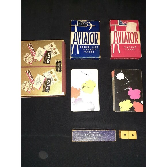 Vtg Playing Card Dice Poker Dice Canasta Decks Lot Pierre Smirnoff Cards 1970s - Picture 1 of 12